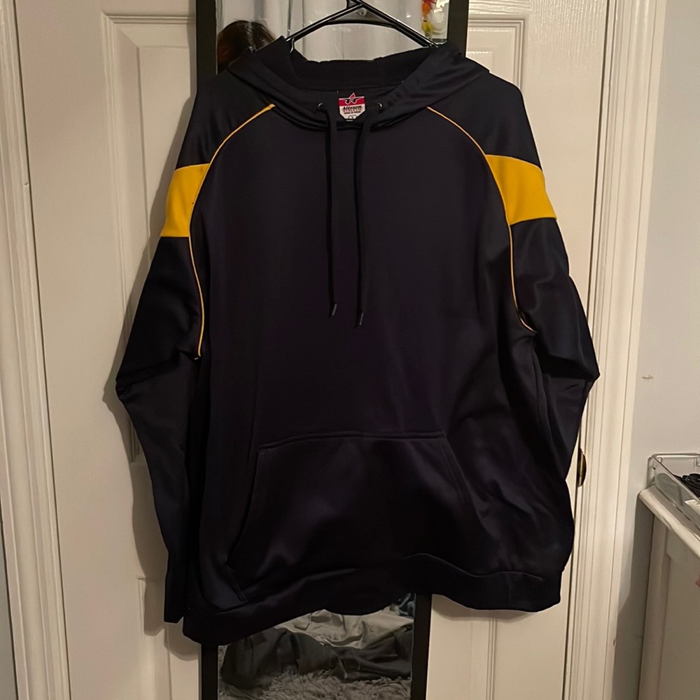 colour: navy blue, size: large, brand: alleson athletic